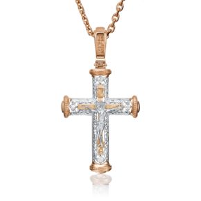 Православный крест из комбинированного золота с бриллиантами 03-0411-00-101-1111-30