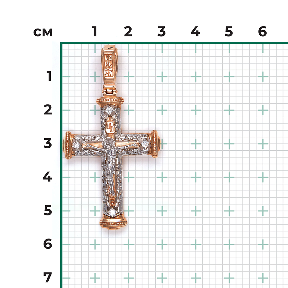 Православный крест из комбинированного золота с бриллиантами 03-0411-00-101-1111-30
