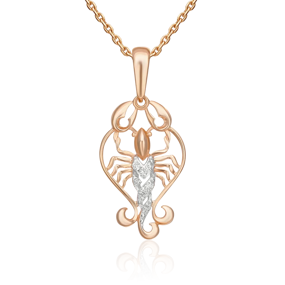 Подвеска «Знак зодиака Рак» из красного золота с фианитами 03-1987-03-401-1110-03