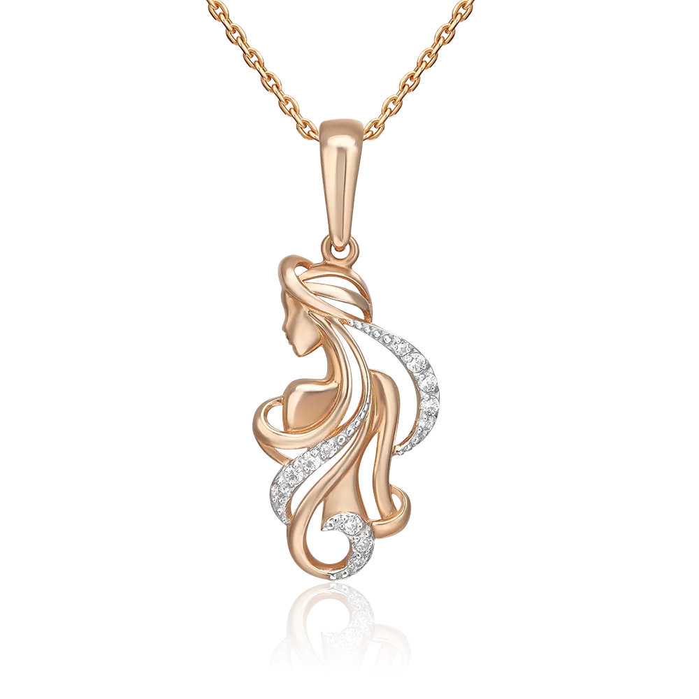 Подвеска «Знак зодиака Дева» из красного золота с фианитами 03-1987-05-401-1110-03