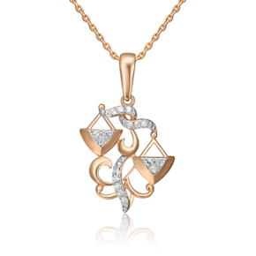 Подвеска «Знак зодиака Весы» из красного золота с фианитами 03-1987-06-401-1110-03