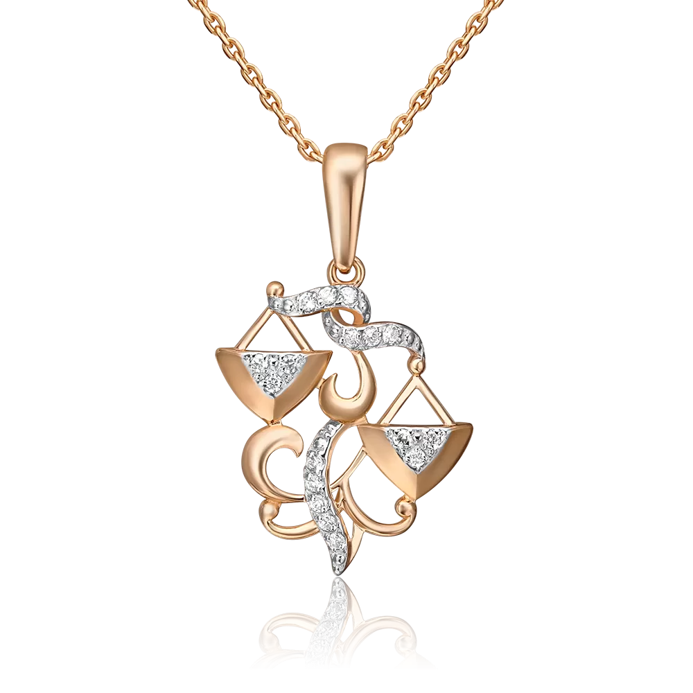 Подвеска «Знак зодиака Весы» из красного золота с фианитами 03-1987-06-401-1110-03