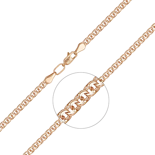 Браслет из красного золота с алмазной гранью (плетение «Бисмарк») 22-2703-050-1110-19