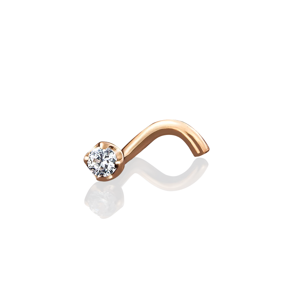 Пирсинг в нос из красного золота с фианитом 06-0912-00-401-1110-03