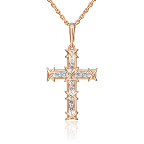 Декоративный крест из красного золота с фианитами 03-3652-00-401-1110