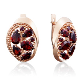 Серьги с английским замком из красного золота с гранатами 02-3948-00-204-1110-46