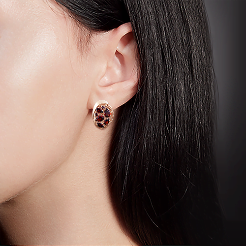 Серьги с английским замком из красного золота с гранатами 02-3948-00-204-1110-46