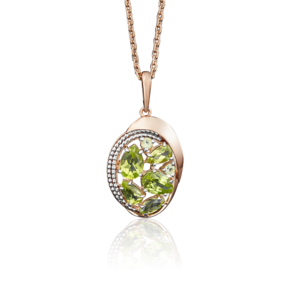 Подвеска из красного золота с хризолитами