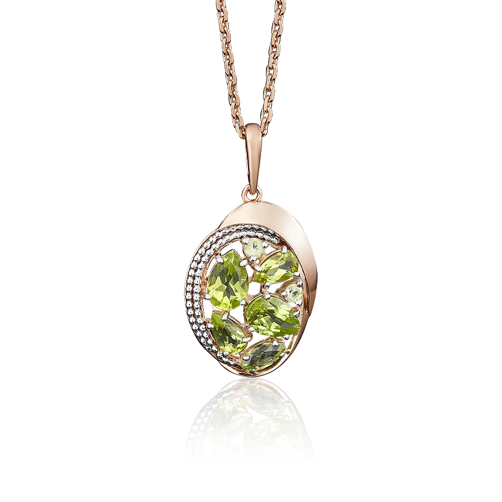 Подвеска из красного золота с хризолитами 03-2680-00-205-1110-46