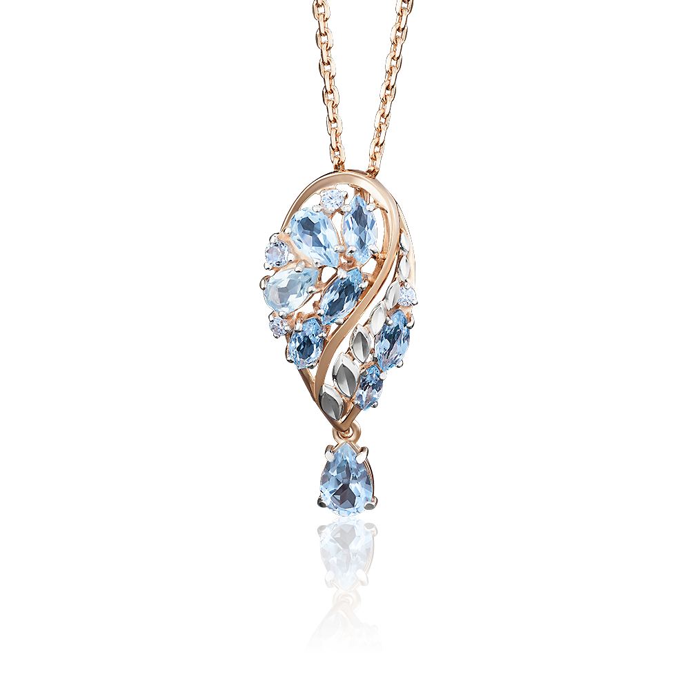 Подвеска из красного золота с топазами и фианитами 03-2681-00-207-1110-46