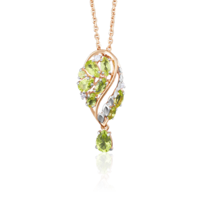 Подвеска из красного золота с хризолитами и фианитами 03-2681-00-211-1110-46