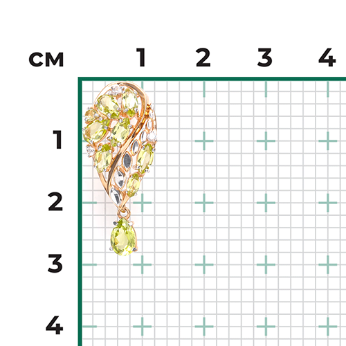 Подвеска из красного золота с хризолитами и фианитами 03-2681-00-211-1110-46