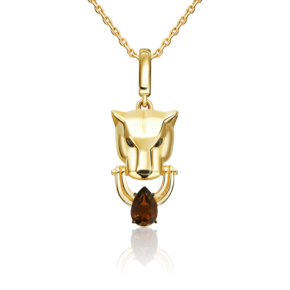 Подвеска «Пантера» из лимонного золота с кварцем дымчатым 03-3629-00-202-1130