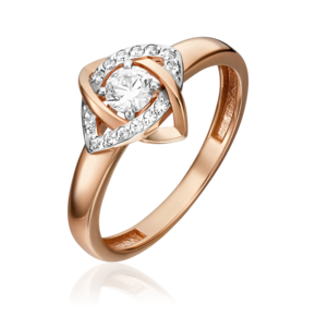 Кольцо из красного золота с фианитами 01-5304-00-401-1110