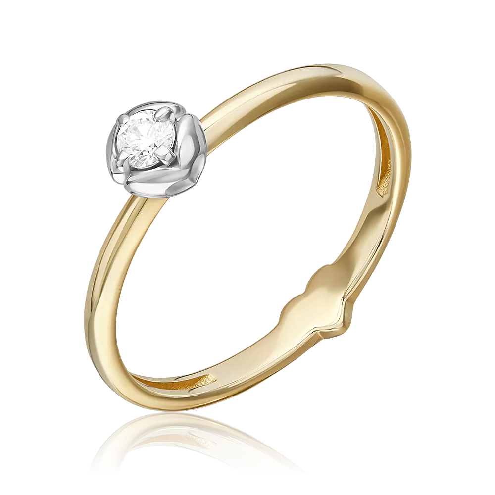 Кольцо из комбинированного золота с бриллиантом 01-5798-00-101-1121