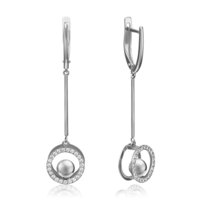 Серьги с английским замком из белого золота с фианитами 02-4493-00-401-1120-65