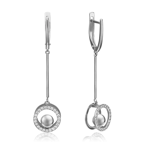 Серьги с английским замком из белого золота с фианитами 02-4493-00-401-1120-65