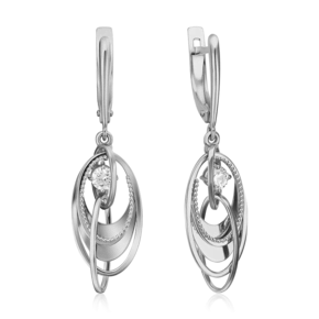 Серьги с английским замком из белого золота с фианитом 02-4422-00-501-1120-38