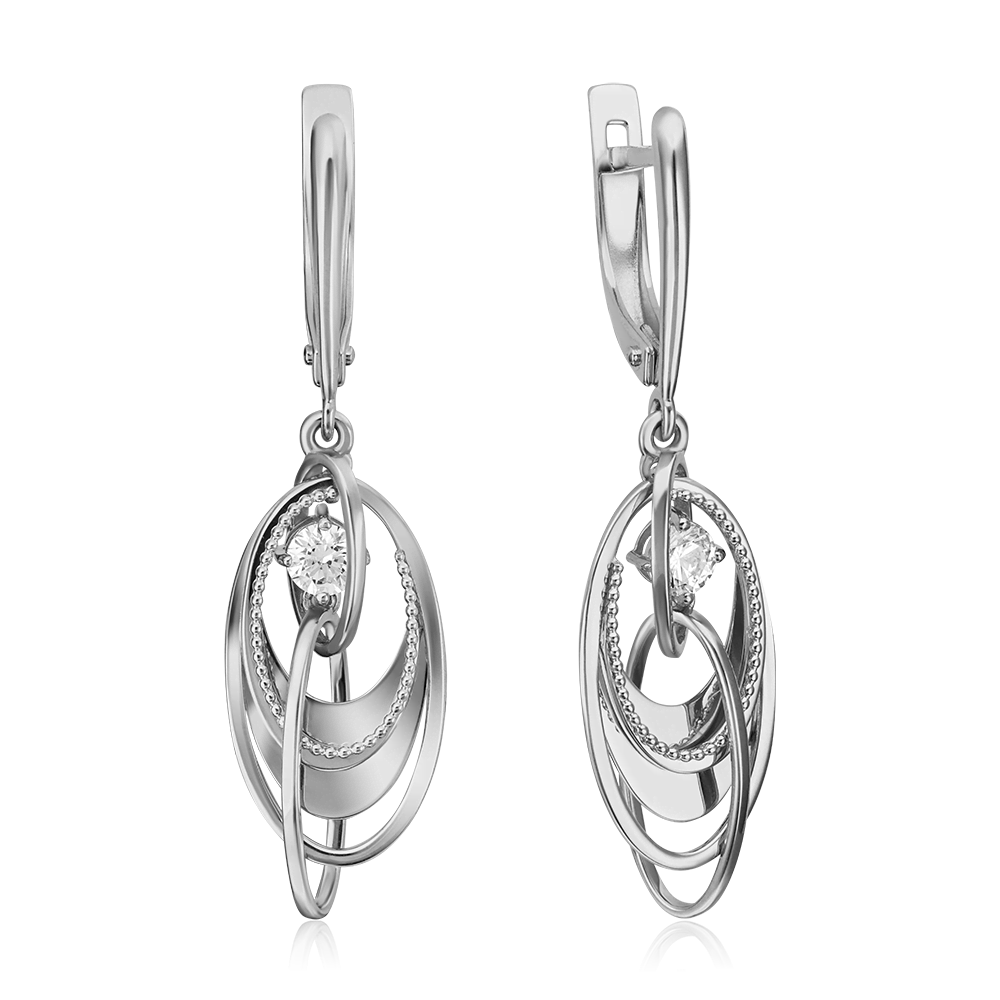 Серьги с английским замком из белого золота с фианитом 02-4422-00-501-1120-38