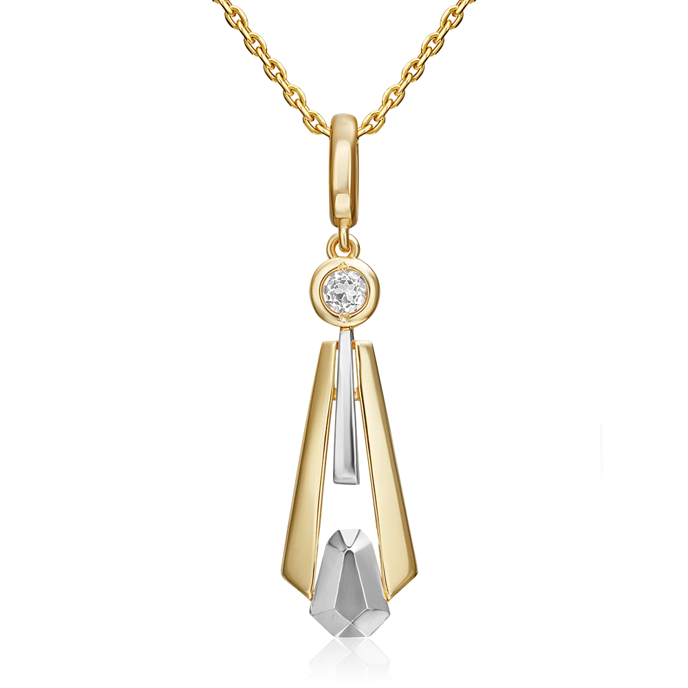 Подвеска из комбинированного золота с натуральным топазом white 03-3376-00-201-1121