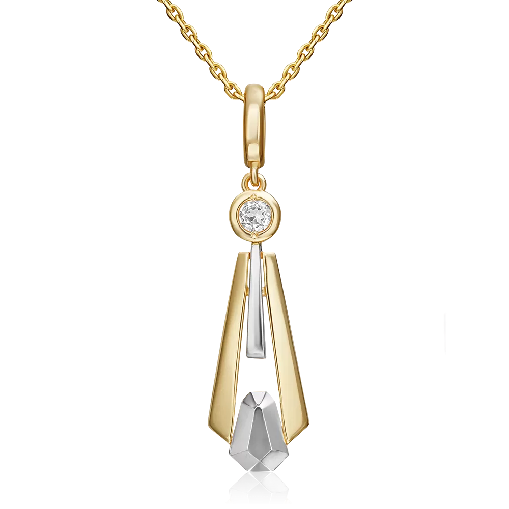 Подвеска из комбинированного золота с натуральным топазом white 03-3376-00-201-1121