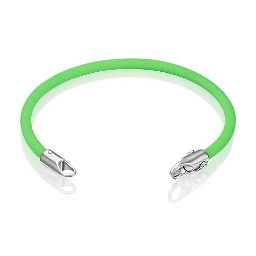 Браслет-соул из серебра с зелёным полиуретановым шнуром 05-0762-08-000-0200