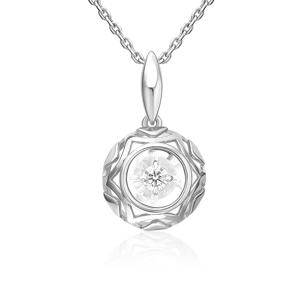 Подвеска из белого золота с бриллиантом 03-3472-00-101-1120