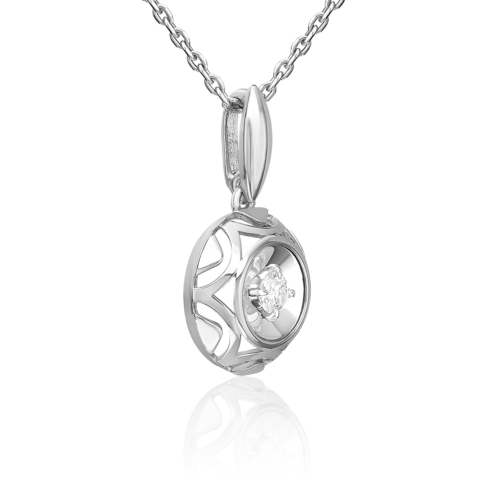 Подвеска из белого золота с бриллиантом 03-3472-00-101-1120