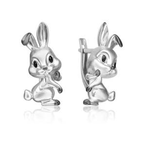 Серьги «Кролики» с английским замком из серебра с эмалью 02-5109-00-000-0200