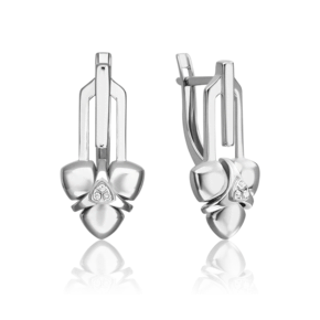 Серьги с английским замком из белого золота с бриллиантами 02-4990-00-101-1120