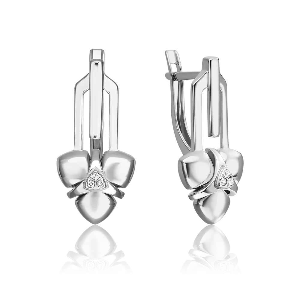 Серьги с английским замком из белого золота с бриллиантами 02-4990-00-101-1120
