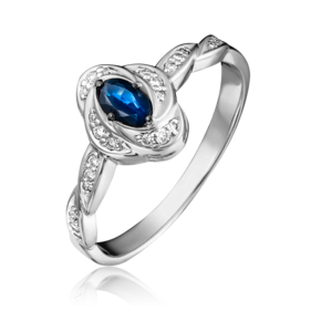 Кольцо из белого золота с сапфиром и бриллиантами 01-1587-00-105-1120-30
