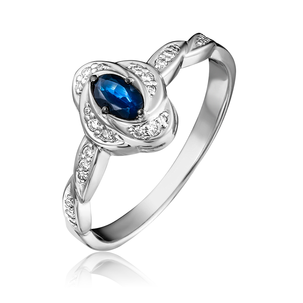 Кольцо из белого золота с сапфиром и бриллиантами 01-1587-00-105-1120-30