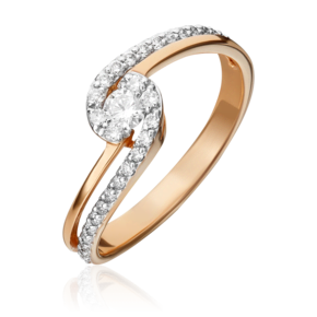 Кольцо из красного золота с бриллиантами 01-1588-00-101-1110-30