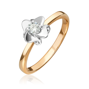 Помолвочное кольцо из комбинированного золота с бриллиантом