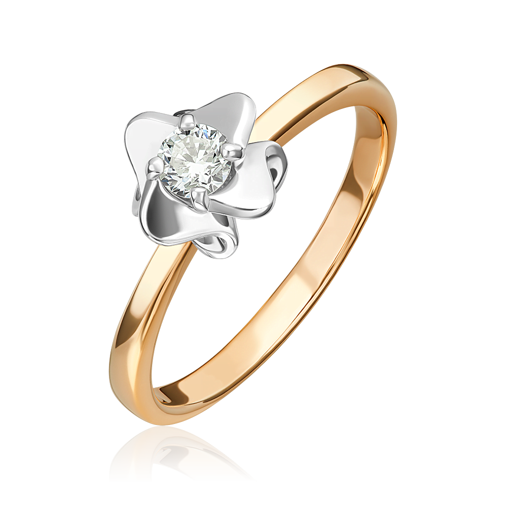 Помолвочное кольцо из комбинированного золота с бриллиантом 01-1590-00-101-1111-30