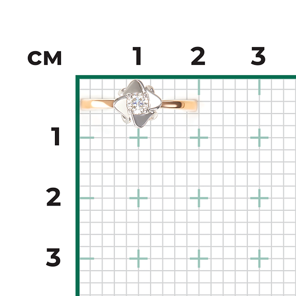 Помолвочное кольцо из комбинированного золота с бриллиантом 01-1590-00-101-1111-30