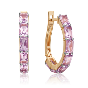 Серьги с английским замком из красного золота с аметистами 02-5505-00-203-1110