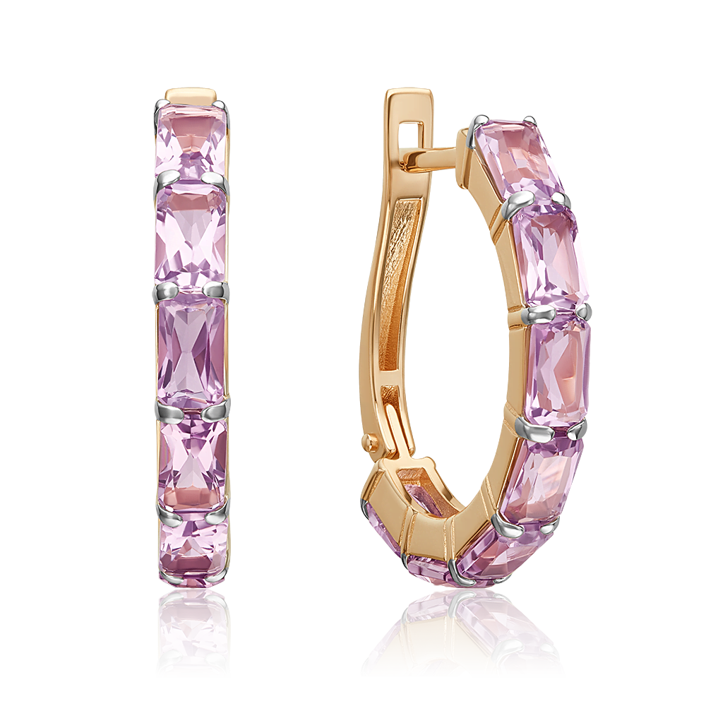 Серьги с английским замком из красного золота с аметистами 02-5505-00-203-1110