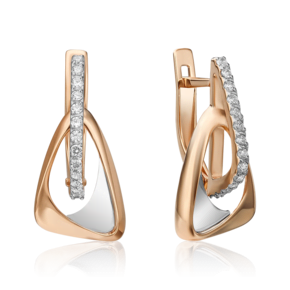 Серьги с английским замком из комбинированного золота с фианитами 02-4352-00-401-1111-23
