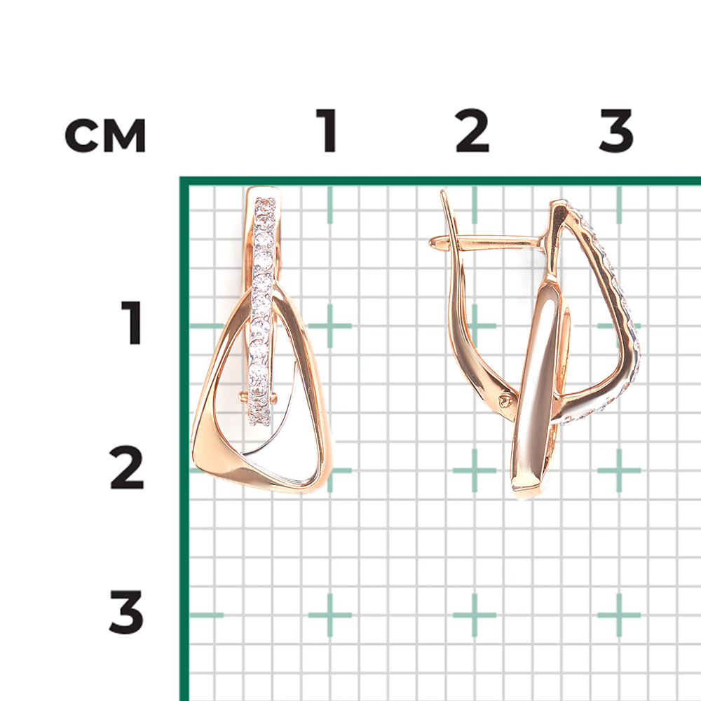 Серьги с английским замком из комбинированного золота с фианитами 02-4352-00-401-1111-23