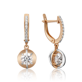 Серьги с английским замком из комбинированного золота с фианитами 02-4466-00-501-1111-38