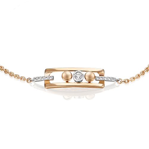 Браслет «Дуэт форм» из комбинированного золота с натуральными топазами white 05-0703-00-201-1111