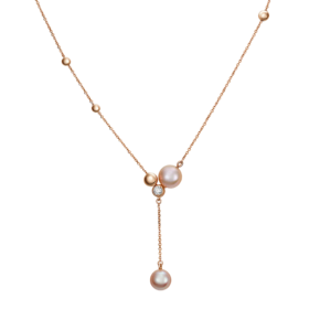 Колье из красного золота с жемчугом культивированным и фианитом 07-0214-00-307-1110-31