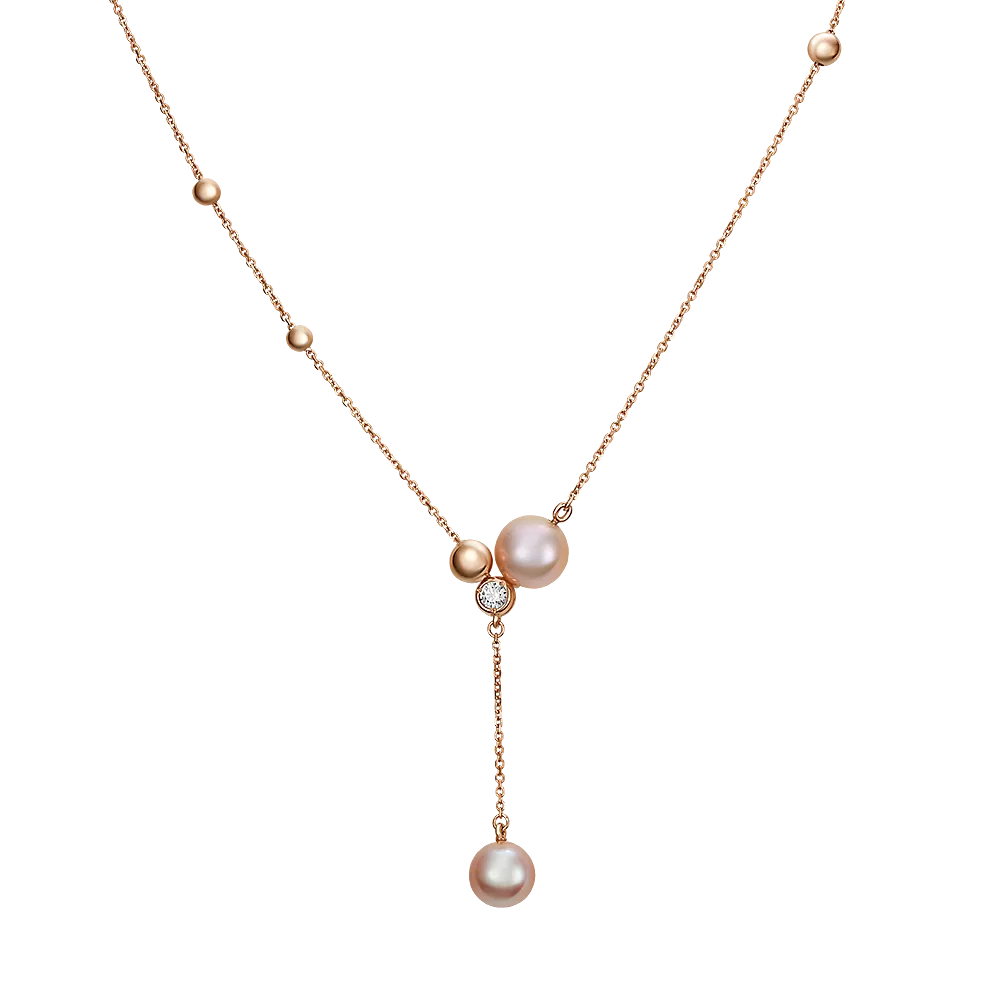 Колье из красного золота с жемчугом культивированным и фианитом 07-0214-00-307-1110-31