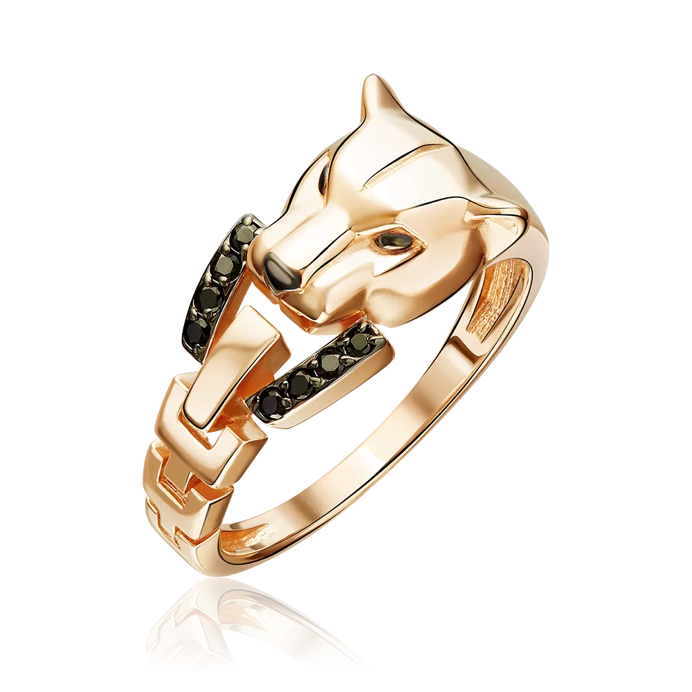 Кольцо «Пантера» из красного золота с фианитами 01-5880-00-402-1110