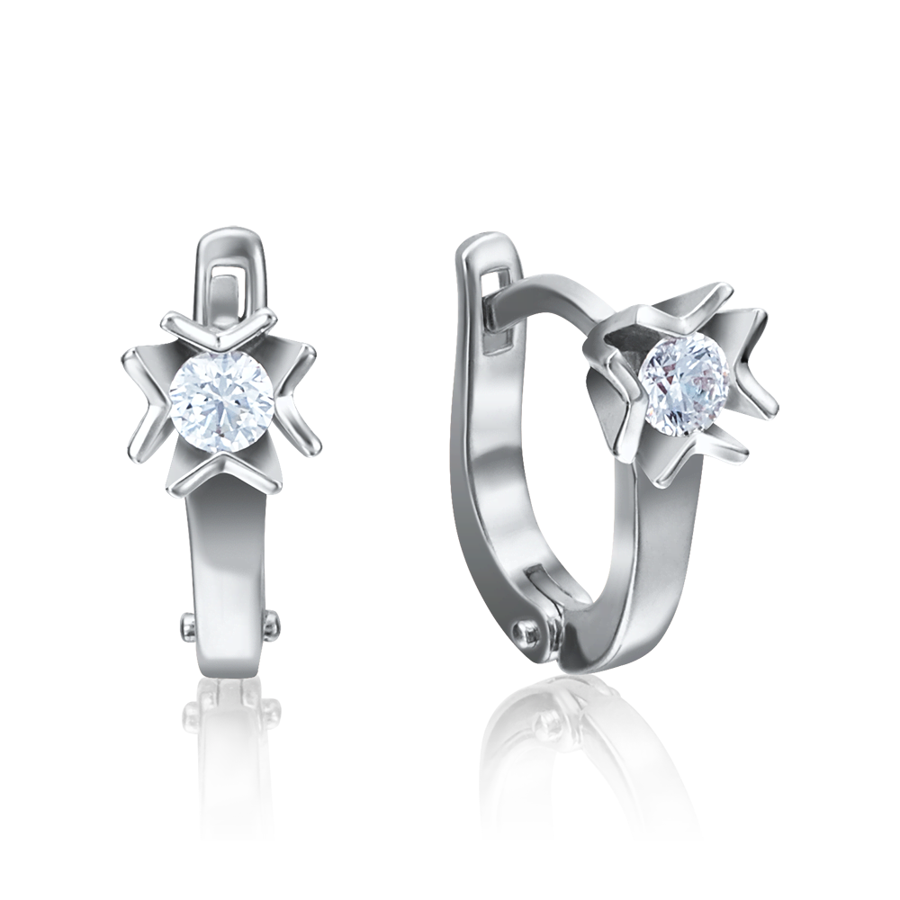 Серьги с английским замком из белого золота с бриллиантом 02-4169-00-101-1120-30