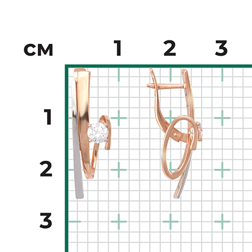 Серьги с английским замком из комбинированного золота с фианитом 02-4336-00-401-1111