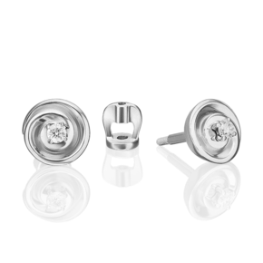 Серьги-пусеты из белого золота с бриллиантом