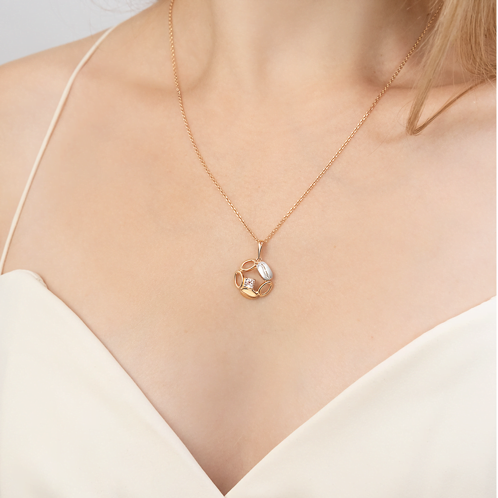 Подвеска из комбинированного золота с натуральным топазом white 03-3321-01-201-1111